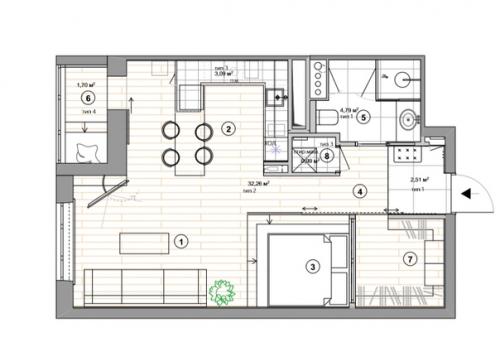 Дизайн и ремонт квартиры 50 кв. 06