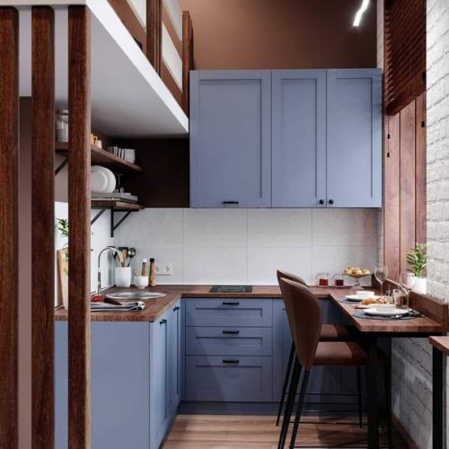 Двухуровневая квартира. На первом этаже находится кухня, гостиная и санузел. 04