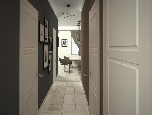 Гостиная, совмещённая с кухней для взрослой семейной пары в стиле американская неоклассика. 02