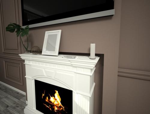 Гостиная, совмещённая с кухней для взрослой семейной пары в стиле американская неоклассика. 09