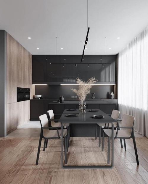 Дизайн проект квартиры с преобладанием чёрного цвета. 03