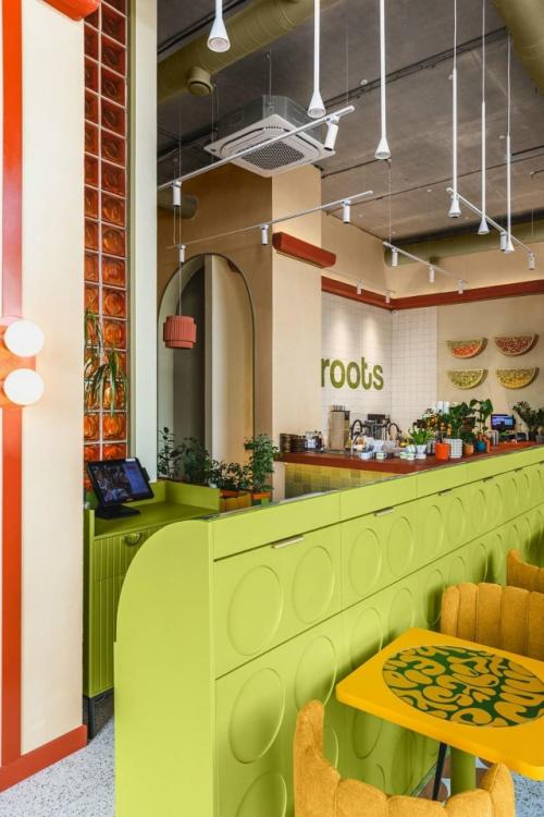 Кафе Roots в астане от студии Aidesign стало настоящим манифестом здорового и радостного образа жизни. 03