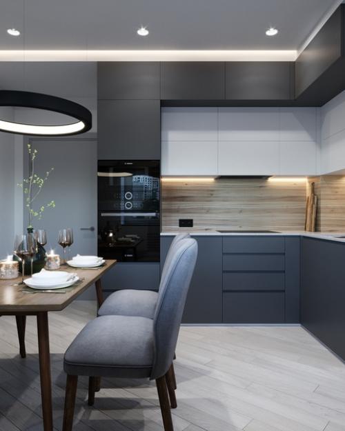 Кухня (11, 7 м 2) в проекте однокомнатной квартиры. 01