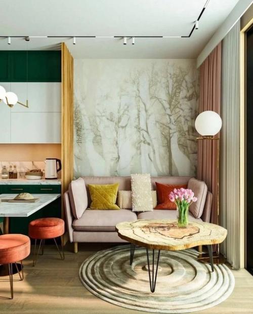 Как круто сочетается насыщенный зеленый цвет с нежным персиковым. 03