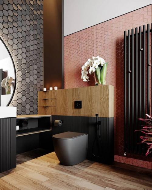 Санузел совмещённый.   Роскошный дизайн санузла в частном доме.