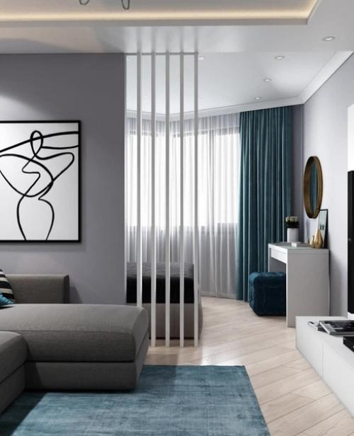 Один из вариантов зонирования в однушке.