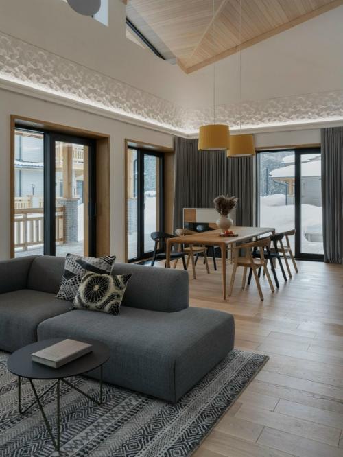 Дом в скандинавском стиле в московской области - пример цельного подхода, где интерьер логично продолжает архитектуру. 01