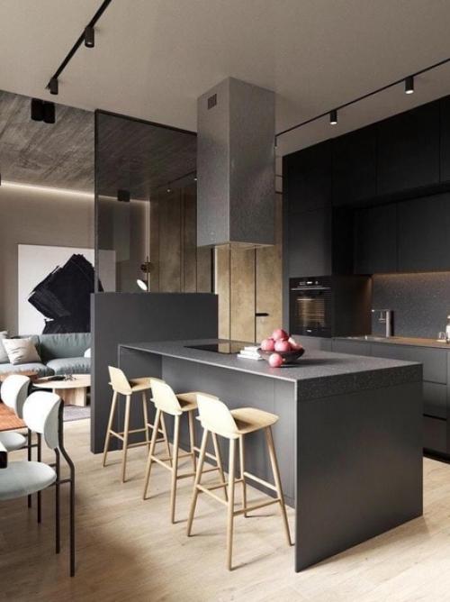 Стильный интерьер квартиры в темной цветовой гамме. 07