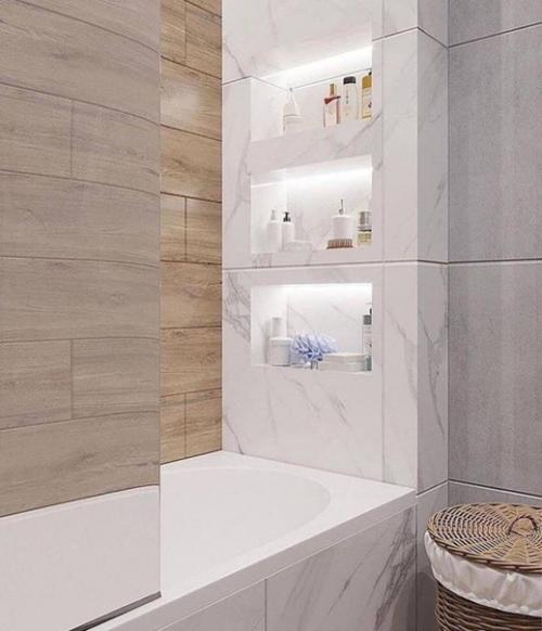 Совмещенный санузел в сером цвете. 03