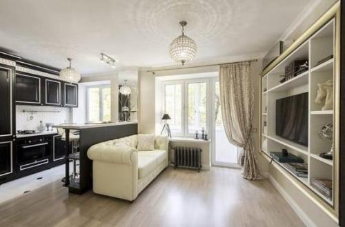 Стильный интерьер в черном и белом цвете. 05