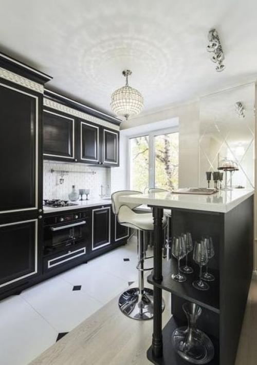 Стильный интерьер в черном и белом цвете. 02