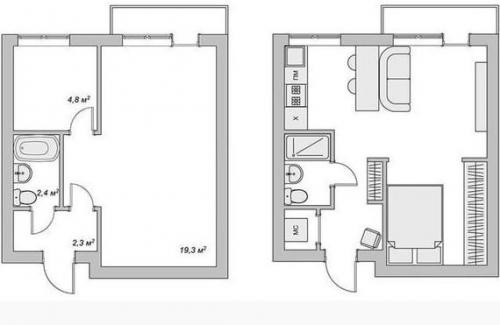 Стильный интерьер в черном и белом цвете. 09