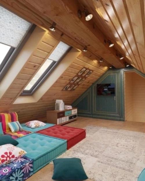 Как практично организовать помещение на мансардном этаже. 03