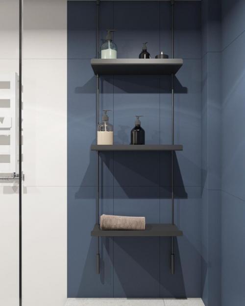 Отличное сочетание золотого и такого интересного оттенка синего цвета в санузле. 03