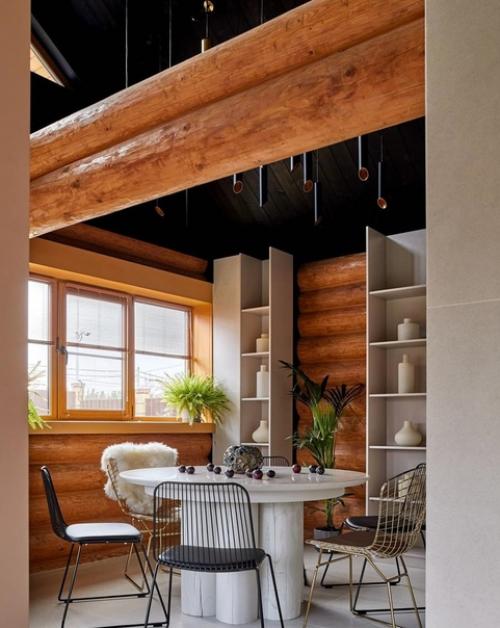 Peredelkatv представила проект многофункциональной веранды в большом бревенчатом доме с Звездным потолком. 02