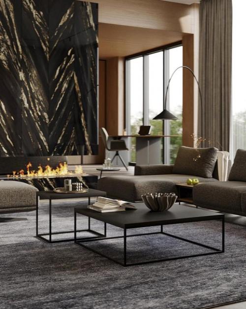 Строгий дизайн гостиной от студии Skdesign. 02