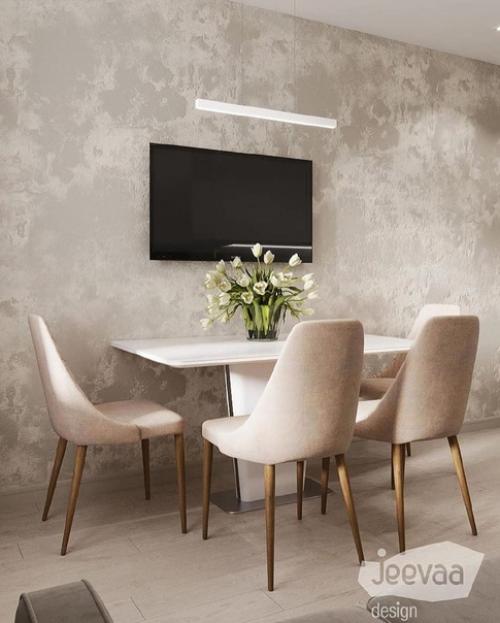 Приятная атмосфере в интерьере кухни - гостиной. 05