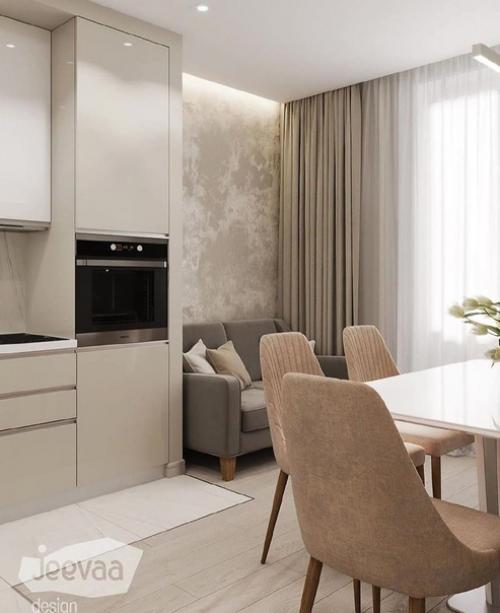 Приятная атмосфере в интерьере кухни - гостиной. 07