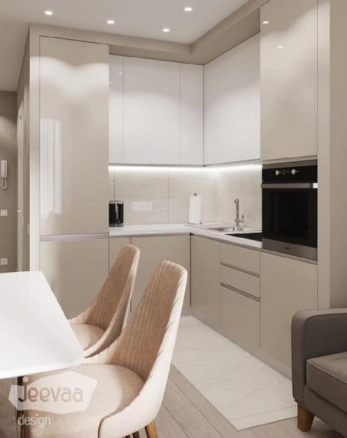 Приятная атмосфере в интерьере кухни - гостиной. 01