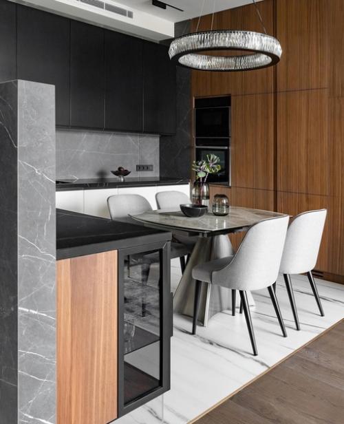 Можете полюбоваться кадрами кухни в готовом проекте квартиры. 02