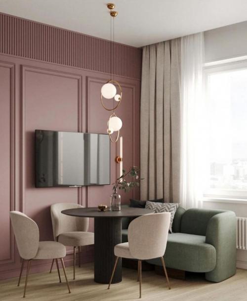 Дизайн - проект кухни - гостиной в приятной цветовой гамме. 01