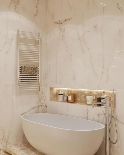 Совмещенный санузел с отдельно стоящей ванной и душевой кабиной. 01