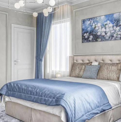 Дизайн спальни в холодной цветовой гамме. 03