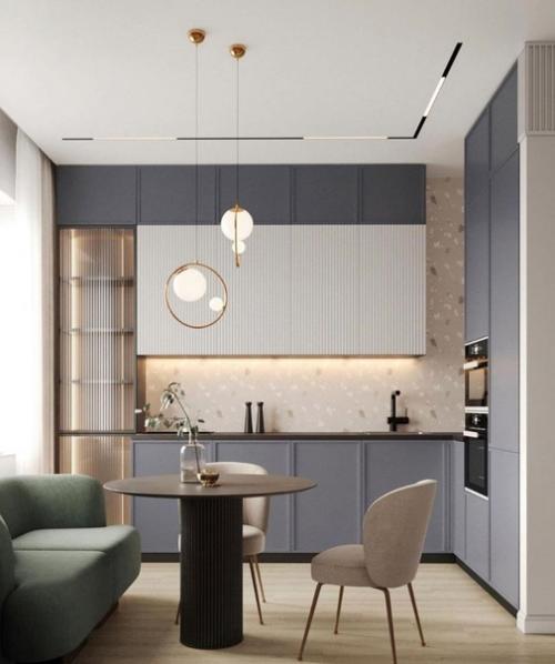 Дизайн - проект кухни - гостиной в приятной цветовой гамме. 04