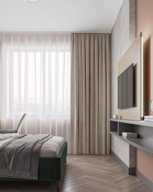 Проект спальни в евро - двушке под посуточную аренду в питере. 02