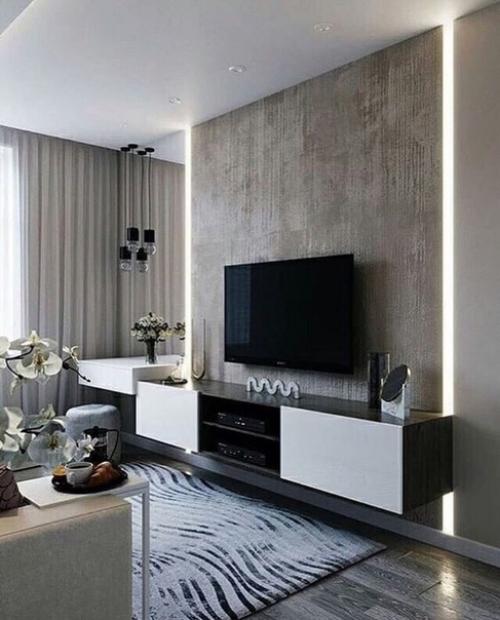 Идеи оформления зоны у телевизора. 04