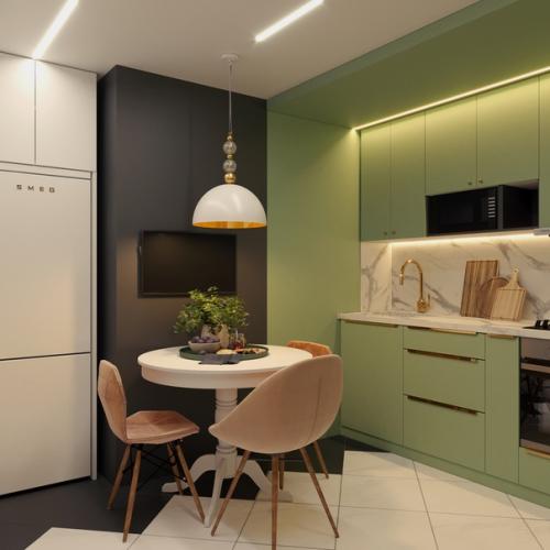 Кухня в хрущёвке с перепланировкой, площадь 7, 4 кв. 01