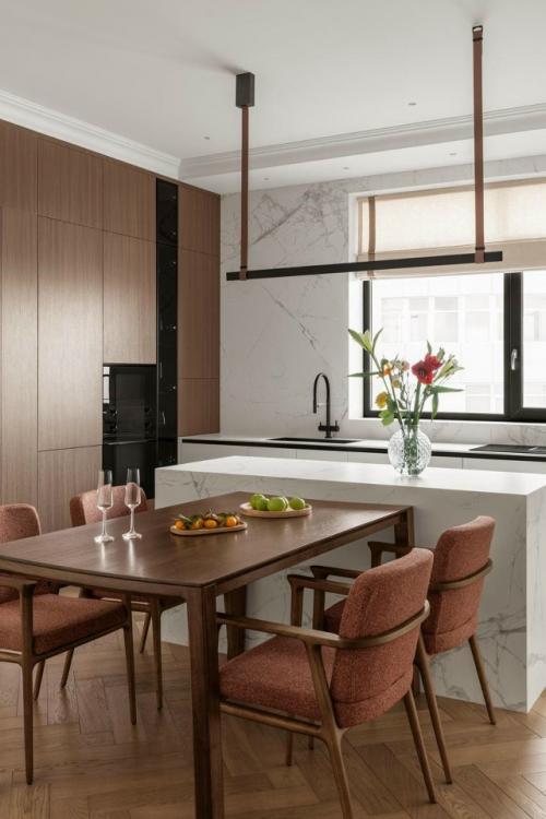 Лофт с настроением - контраст бетона и кирпича с тёплым деревом, цветными акцентами и живыми растениями. 02