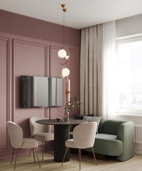 Удачный дизайн кухни - гостиной в серой цветовой гамме. 01