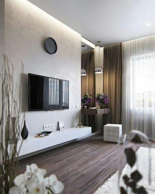 Интересные идеи, как оформить стену с телевизором. 07