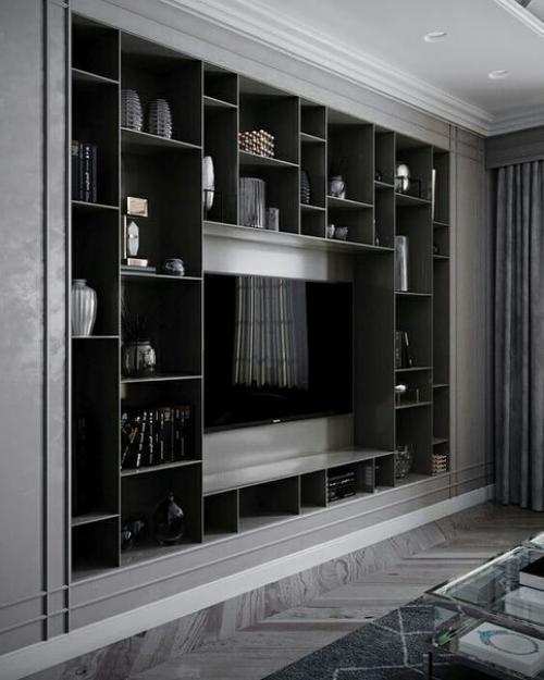 Интересные идеи, как оформить стену с телевизором. 02