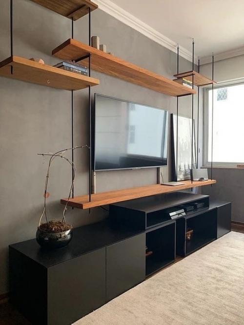 Оформление TV зоны комнатными растениями. 06