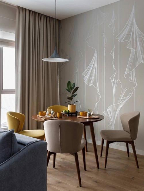 Атмосфера элегантности, уюта и спокойствия создается в интерьере с использованием серо - бежевых оттенков и цветовых акцентов. 01