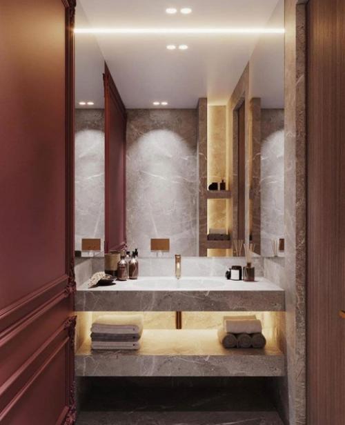 Отличная работа дизайнера в санузлах одной квартиры. 06