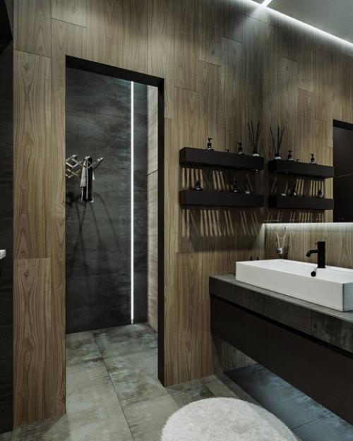 Санузел в темной цветовой гамме. 03