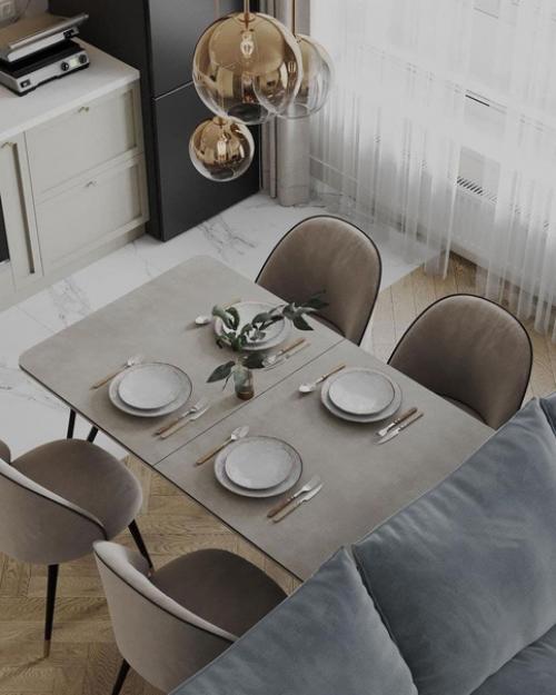 Кухня - гостиная.  Приятная, спокойная цветовая гамма. 03