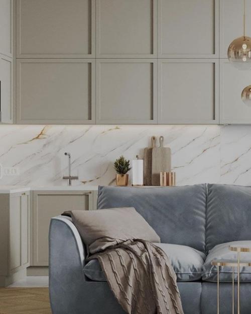 Кухня - гостиная.  Приятная, спокойная цветовая гамма. 04