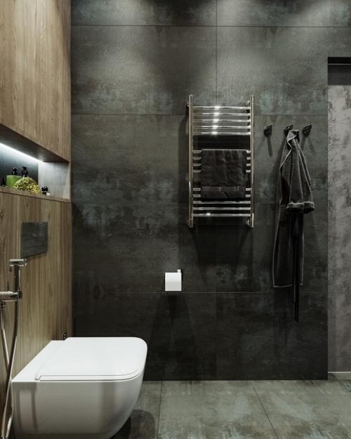 Санузел в темной цветовой гамме. 02