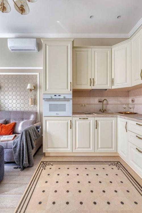 Кухня - гостиная.  Зонирование помещения на кухню и гостиную можно сделать и так. 03