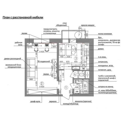 Посмотрите, какой замечательный проект однокомнатной квартиры площадью 38 кв. 09