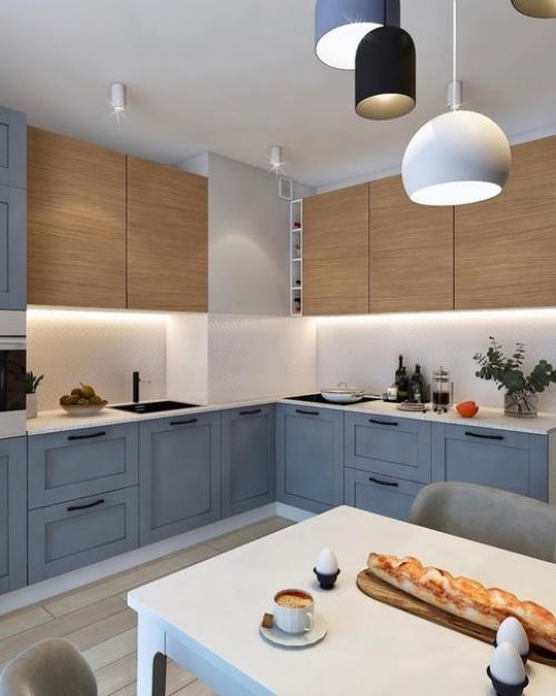 Интересное оформление стены у обеденного стола. 03