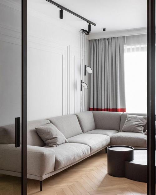 Дизайнер Александра Бурмистрова оформила сдержанный интерьер апартаментов площадью 120 кв. 05