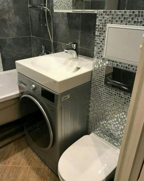 Удачные варианты размещения стиралку в ванной комнате. 03