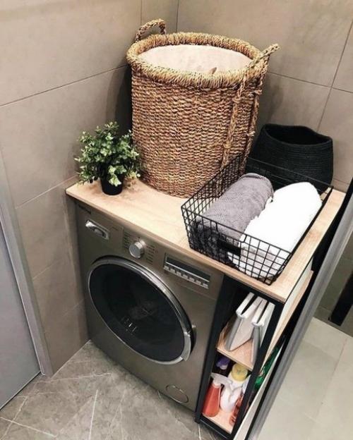 Удачные варианты размещения стиралку в ванной комнате. 02