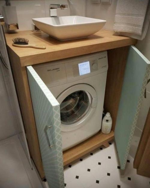Удачные варианты размещения стиралку в ванной комнате. 01