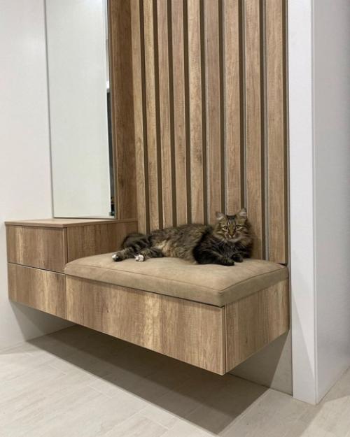 Наша прихожая.  Мебель делали на заказ, дизайн я продумывала сама, с функционалом помог мастер разобраться. 01